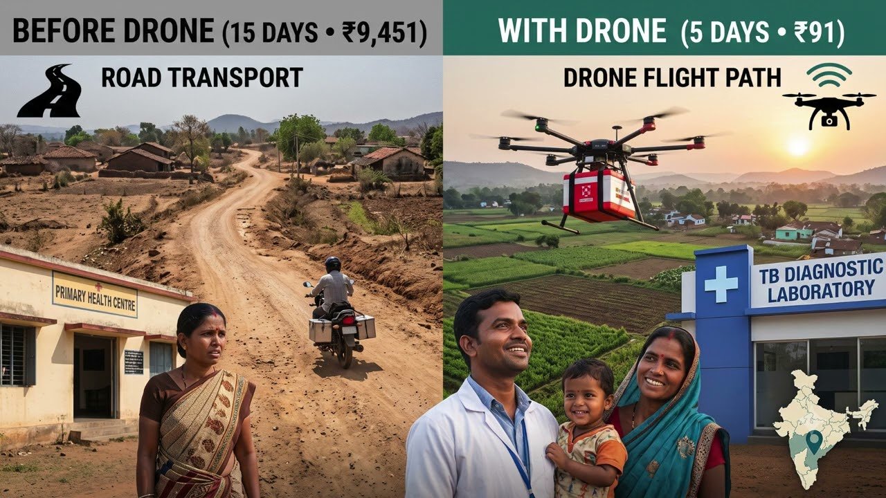 You are currently viewing How Drones Cut TB Diagnosis from 15 Days to 5 Days ICMR’s Game Changing Healthcare Innovation #icmr