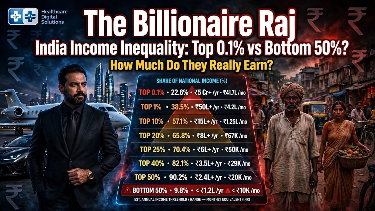 You are currently viewing India’s Wealth Divide The Billionaire Raj Income and Wealth Inequality in India India Income Inequal